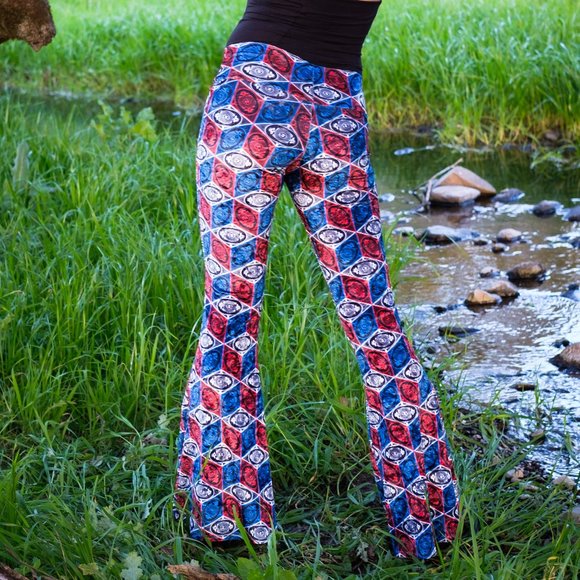 Stealie Velvet Print Bell Bottoms - Warrior Within - Picture 2 of 8